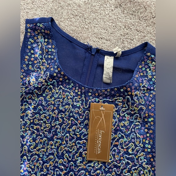 NWT Francesca’s Collection Blue Sleeveless Sequin Mesh Dress Blue size large - Picture 5 of 16